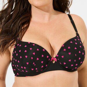 ❤️NWT VINTAGE TORRID HEART PRINT BRA - UNDERWIRE T-SHIRT - BACK SMOOTHING - 46D